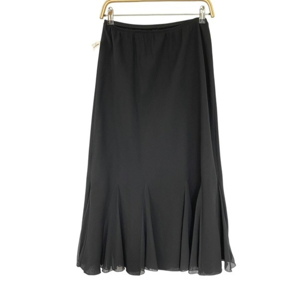 NWT Vintage S.L. Fashions Whimsigoth Black Maxi Skirt Women 14 Witchy Ruffle Hem
